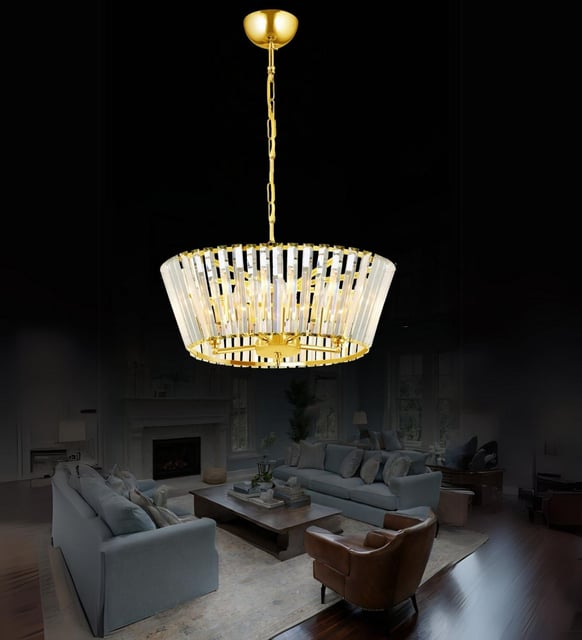 Ahuja International ModernChandelier, Chandelier,Ceiling Light,Nordic Light Luxury Crystal Lighting,Flush Mount for Villa Dining Room Bathroom Bedroom Livingroom,Fixture Pendant Lamp (Color : Gold and Crystal)550MM