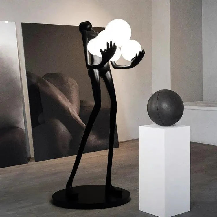 Ahuja International Fiberglass Resin Human Shaped Floor Lamp, Modern Ball Hugger Ornaments Art Sculpture Lamp for Home Interiors, Decorations, Room ,Dining Indoor Lights