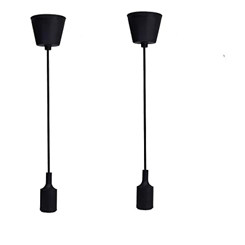 Ahuja International Silicone PVC E27 Bulb Base Holder Holder Hanging Light Decorative Pendant Light for Ceiling to Decor Pendants Ceiling Lamp (Black) Pack of 2, Pack of 4