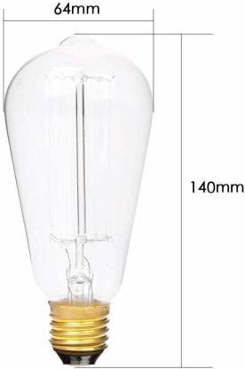 AHUJA INTERNATIONAL 40 W Standard E27 Incandescent Bulb Antique Vintage Light Bulbs, ST64 Dimmable 40W E27 Edison Bulbs Pack of 2