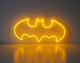 Ahuja International LED Batman NEON Sign Light Beer Bar Neon Sign Batman Yellow Neon Lamp Sign 2FT X 1 FT, Acrylic Bright Lighting Bar Bedroom Artwork with Wireless Remote (8MODES)