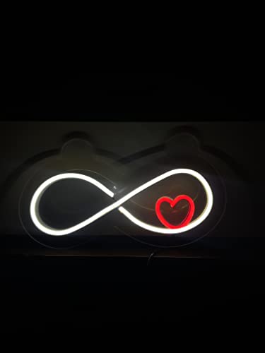 AHUJA INTERNATIONAL Infinity with Heart LED NEON Sign Custom NEON Sign Perfect Valentine's Day Gift, Home Decor, Party, Cafe