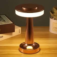 Ahuja International Modern Cordless Rechargeable Table Lamp with USB Port, Clubs,Party (Touch Control & Dimming) | Wireless Table Lamp | Portable Lamp |Restaurant Table Lamp | 3 in 1 Light (Copper)