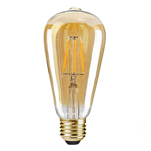 Ahuja International ST 64 4 Watts e27 LED Amber Yellow Light Bulb, Pack of 2