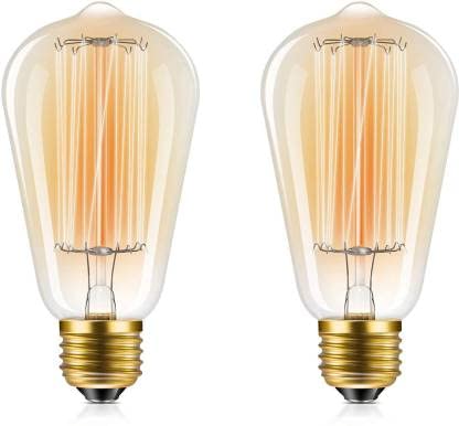 AHUJA INTERNATIONAL 40 W Standard E27 Incandescent Bulb Antique Vintage Light Bulbs, ST64 Dimmable 40W E27 Edison Bulbs Pack of 2