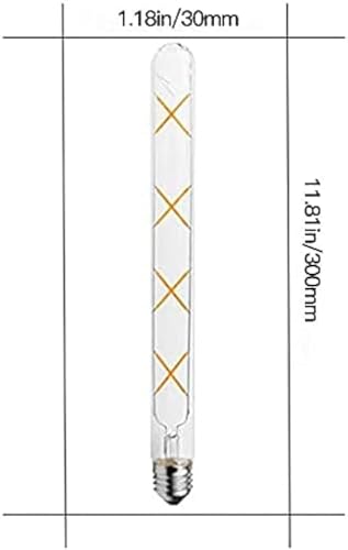 AHUJA INTERNATIONAL T300, T30 LED Long Tube Edison Bulbs, 8W Vintage LED Filament Bulbs, E26, E27 Base Warm White LED T10 Tubular Filament Lights 11.8inch Amber Glass Lamps (2-Pack)