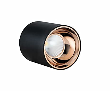 AHUJA INTERNATIONAL 6 Watts Black Body LED Round Surface Light Cylindrical Shape Indoor Ceiling Mounted Spot Light Down Light Aluminium Body (7Cm Height) (Warm White) (Pack of 1)