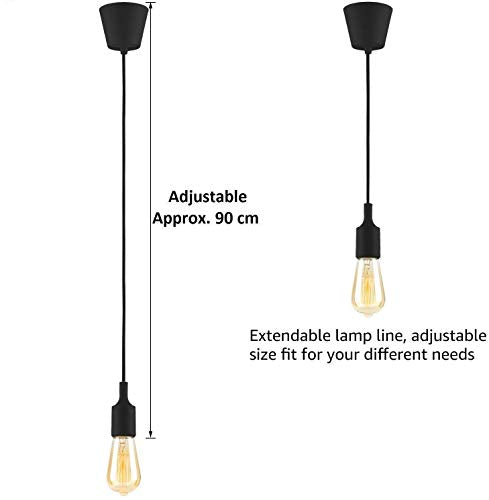 Ahuja International Silicone PVC E27 Bulb Base Holder Holder Hanging Light Decorative Pendant Light for Ceiling to Decor Pendants Ceiling Lamp (Black) Pack of 2, Pack of 4