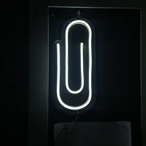 AHUJA INTERNATIONAL Paperclip LED NEON Sign Customized NEON Sign Perfect for Workplace, Office, Home Decor, Cafe, Office Desk