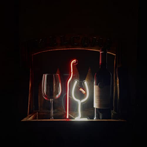 AHUJA INTERNATIONAL Wine Set LED NEON Sign Custom NEON, Home Decor, Kids Room, Party, CAFÉ