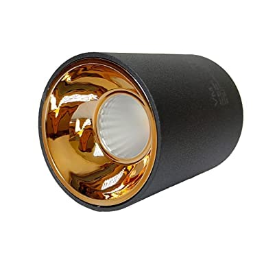 AHUJA INTERNATIONAL 6 Watts Black Body LED Round Surface Light Cylindrical Shape Indoor Ceiling Mounted Spot Light Down Light Aluminium Body (7Cm Height) (Warm White) (Pack of 1)