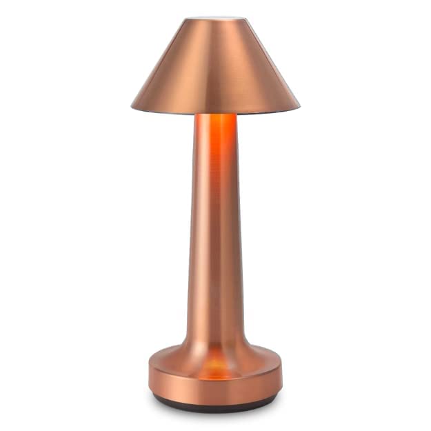 Ahuja International Pyramid Shape Modern Rechargeable Cordless Table Lamp (Touch Control & Dimming)|Wireless Lamp |Portable Lamp |Restaurant Table Lamp| 3 in 1 Light (Copper)