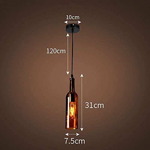 Ahuja International Glass Bottle Pendant Lamp, Vintage Industrial Hanging Lamp, Pendant Lamp Colourful Glass Wine Bottle Lampshade Retro Dining Lamp Chandelier Height Adjustable (Bulb not Included)