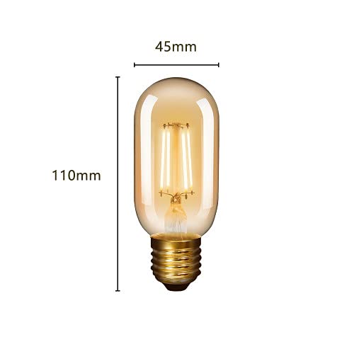 Ahuja International Led Vintage Edison Bulbs,Antique Retro Incandescent Light Bulb 4W Light Bulb T45 Classic Amber Glass E26/E27 Medium Base Dimmable (2 Pack)