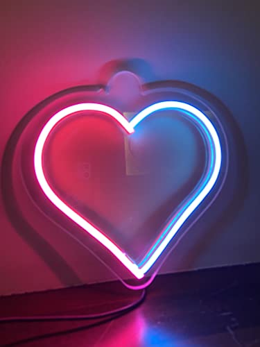 AHUJA INTERNATIONAL Dual Color Heart LED NEON Sign Perfect Valentine's Day Gift, Home Decor, Room, Party, CAFÉ, Customized NEON Sign