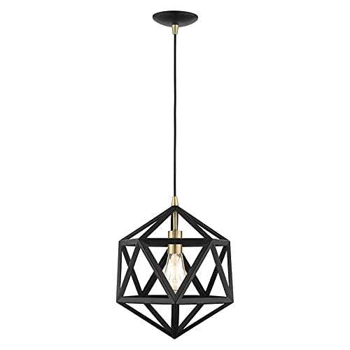 Ahuja International Single Head Vintage Style Black Geometric Pendant Light with Metal Shade in Matte-Black Finish-Modern Industrial Edison Style Hanging (Bulb Not Included)