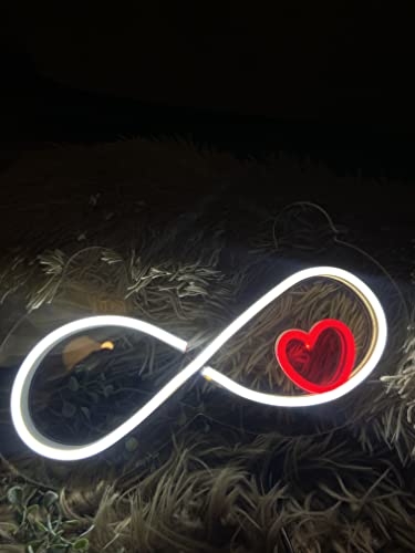 AHUJA INTERNATIONAL Infinity with Heart LED NEON Sign Custom NEON Sign Perfect Valentine's Day Gift, Home Decor, Party, Cafe