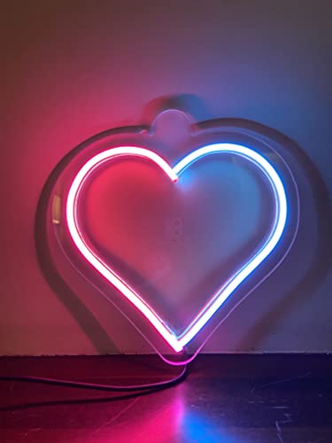 AHUJA INTERNATIONAL Dual Color Heart LED NEON Sign Perfect Valentine's Day Gift, Home Decor, Room, Party, CAFÉ, Customized NEON Sign