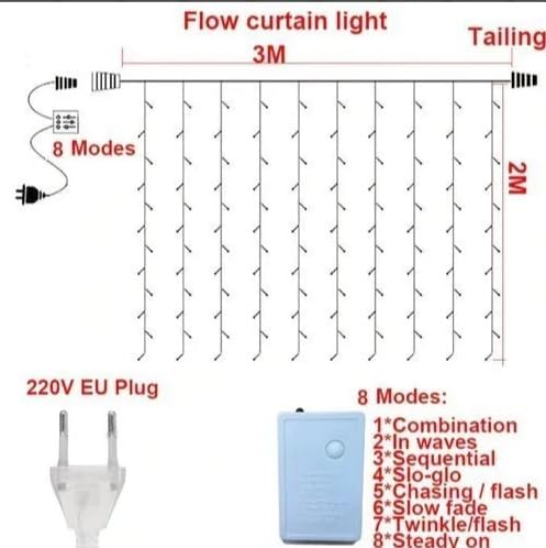 Ahuja International Water Fall Lights Led Jharna Light (10x10 Feet) Indoor/Outdoor Decoration for Diwali, Christmas, Wedding, Party, Home