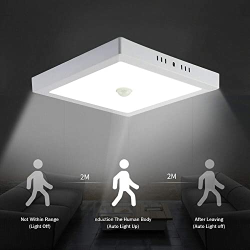 AHUJA INTERNATIONAL Surface Mount LED Panel Light 12W with Motion Sensor - Pack of 1 (Cool White 6500k)