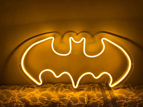 Ahuja International LED Batman NEON Sign Light Beer Bar Neon Sign Batman Yellow Neon Lamp Sign 2FT X 1 FT, Acrylic Bright Lighting Bar Bedroom Artwork with Wireless Remote (8MODES)