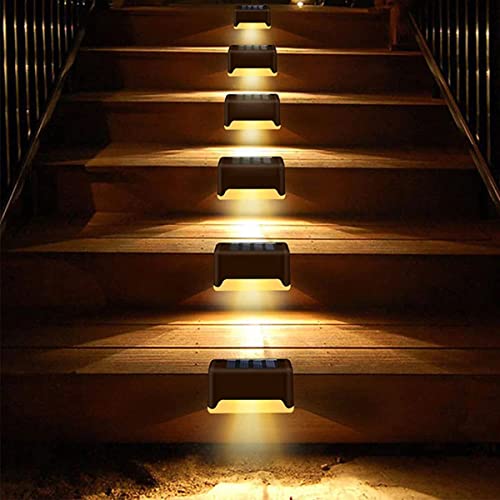 AHUJA INTERNATIONAL Solar Step Light Outdoor Led Solar Powered Deck Lights Waterproof Outdoor Lighting for Steps Stairs Paths Garden Fences Pathway (Warm Yellow Light)