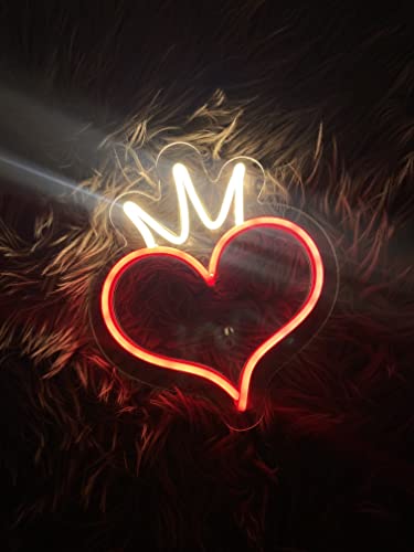 Ahuja International Heart with Crown Neon Sign for Home Decor, Gifting, Decoration Party