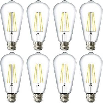 Ahuja International LED Filament Vintage Edison Bulb ST64 4w Clear Glass Bulb with E-27 Base Pack of 8