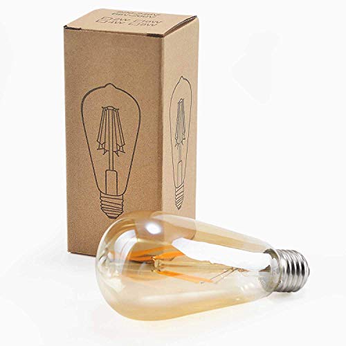 Ahuja International LED Filament Vintage Edison Bulb ST64 4w Clear Glass Bulb with E-27 Base Pack of 4