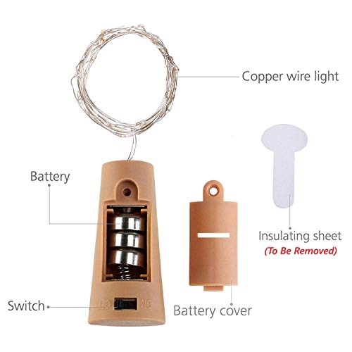 Ahuja International 20 LED Wine Bottle Cork Copper Wire String Lights, 2M Battery Operated (Warm White, Pack of 1,2 and 10) (Pack of 2)