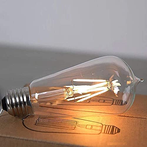 AHUJA INTERNATIONAL ST64 4W Vintage E27 LED Edison Filament Light Bulbs for Home - Warm White (Amber Glass, Pack of 4)