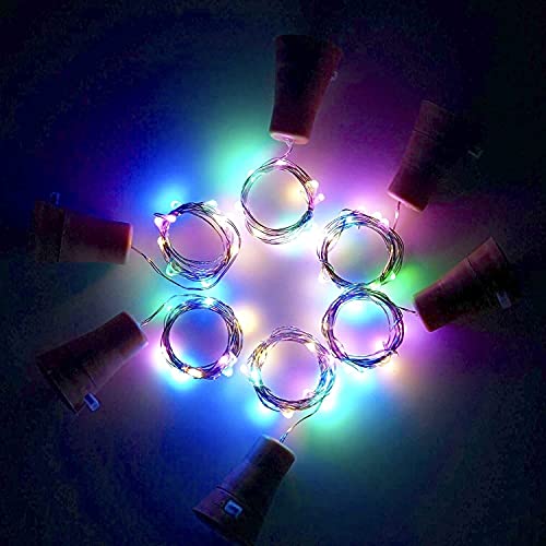 Ahuja International 20 LED Wine Bottle Cork Copper Wire String Lights, 2M Battery Operated (Multicolour White, Pack of 1,2 and 10)