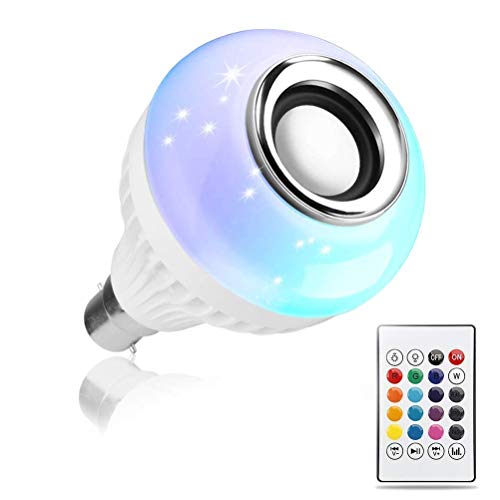 Ahuja International Led Bluetooth Music Bulb Enabled Smart Color Changing LED Music Light Bulb lamp (6 Watt), led Smart Light Lamp with Bluetooth Speaker RGB Self Changing Color Lamp with Remote Control