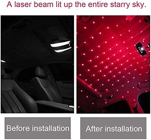 Ahuja International Universal Atmosphere Lamp Ambient USB Star Light Auto Roof Projector for Car, Bus, Truck, Home, Office (1pc)- Red Color