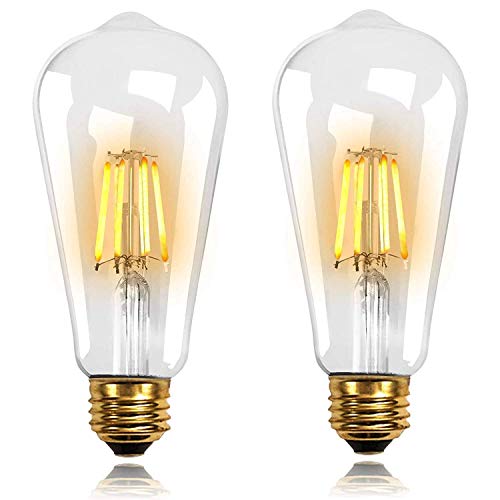 Ahuja International LED Filament Vintage Edison Bulb ST64 4w Clear Glass Bulb with E-27 Base Pack of 4