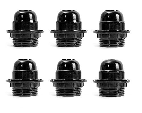 Ahuja International E-27 Holders (Regular Screw Type) Black, with Ring, Lamp Shade Holder (Pack of 6)