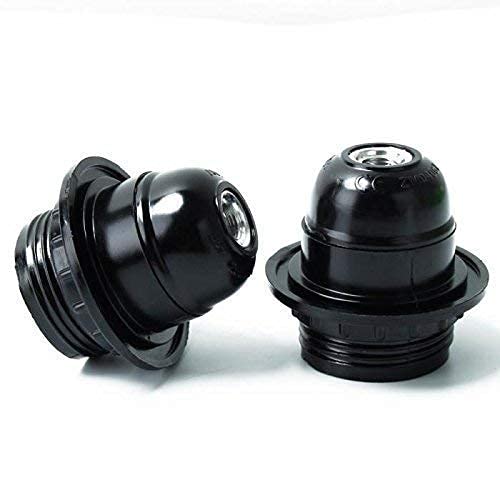 Ahuja International E-27 Holders (Regular Screw Type) Black, with Ring, Lamp Shade Holder (Pack of 12)