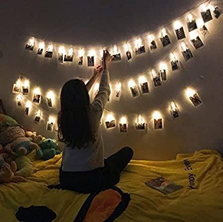 Ahuja International 20 Piece Photo Clips String Light Battery (Battery Not Included), Plug in for Home Decoration (Warm White)