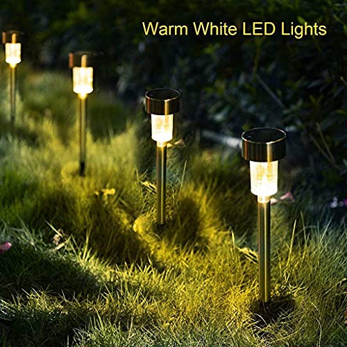 Ahuja Internationl Solar Lights Outdoor Stainless Steel Solar Lights Waterproof, LED Solar Powered Outdoor Lights Solar Garden Lights for Pathway Patio Yard Warm White