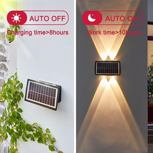 AHUJA INTERNATIONAL 4 Way Solar Up Down LED Wall Lights Solar Powered, Porch Light, Outdoor Light (Pack of 1) Warm White