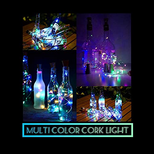 Ahuja International 20 LED Wine Bottle Cork Copper Wire String Lights, 2M Battery Operated (Multicolour White, Pack of 1,2 and 10)