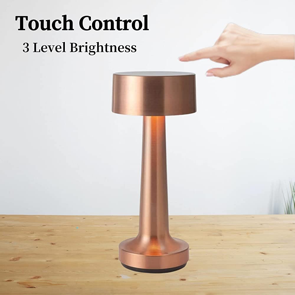 AHUJA International Pyramid Shape Modern Rechargeable Cordless Table Lamp with USB Port,Clubs,Party (Touch Control & Dimming)|Wireless Lamp |Portable Lamp |Restaurant Table Lamp| 3 in 1 Light (Gold)