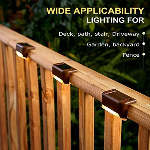 AHUJA INTERNATIONAL Solar Step Light Outdoor Led Solar Powered Deck Lights Waterproof Outdoor Lighting for Steps Stairs Paths Garden Fences Pathway (Warm Yellow Light)