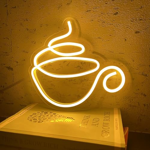 Ahuja Interntional Tea Neon Sign, Teacup Led Neon Sign,Customized Neon Sign Perfect for Tea Lover, Coffee Lover, Night LAMP, Home Decor, Cafe, Room, Kitchen, Dining Room (Mini Sign)