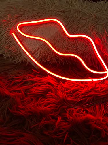 AHUJA INTERNATIONAL Lips LED NEON Sign, Home Decor, Kids Room, Party, CAFÉ (11.3 x 5.9)