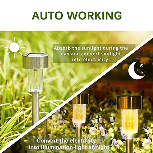 Ahuja Internationl Solar Lights Outdoor Stainless Steel Solar Lights Waterproof, LED Solar Powered Outdoor Lights Solar Garden Lights for Pathway Patio Yard Warm White