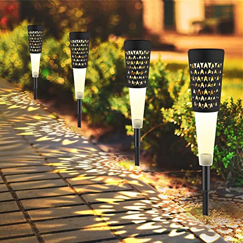 Ahuja Internationl Solar Lights Outdoor Stainless Steel Lights Waterproof, LED Solar Powered Outdoor Lights Solar Garden Lights for Pathway Patio Yard Warm White