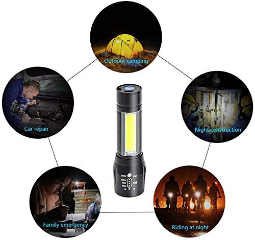 AHUJA INTERNATIONAL LED Flashlight with Box USB Rechargeable 3 Modes Focus Zoom Torch Tactical Flashlight with Hanging Rope for Emergency & Activity