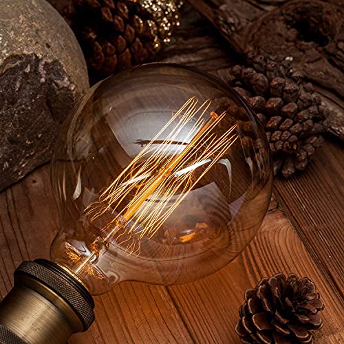 Ahuja International G95 40 Watt E27 TypeGlass Dimmable Industrial LED Filament Bulb Round Shape (Warm White, 40 W) - Pack of 2