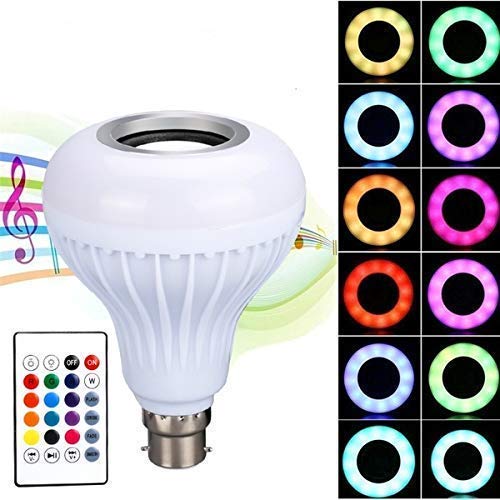 Ahuja International Led Bluetooth Music Bulb Enabled Smart Color Changing LED Music Light Bulb lamp (6 Watt), led Smart Light Lamp with Bluetooth Speaker RGB Self Changing Color Lamp with Remote Control